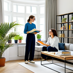 Harmonious Living Space Analysis**

"A bright, airy living room. A professional interior designer (woman, 30s, glasses, friendly expression) is consulting with a young couple (20s) sitting comfortably on a modern sofa. The designer gestures towards a mood board featuring fabric swatches and color palettes. Natural light floods the room. Shelves are filled with books and plants. Soft, neutral colors dominate the interior. Professional interior design photography, perfect anatomy, correct proportions, natural pose, fully clothed, modest clothing, appropriate attire, safe for work, appropriate content, family-friendly."

**