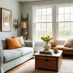 Home 22 리빙코디네이터 실무 역량 강화 - A cozy and inviting living room, reflecting a warm, personal aesthetic. Sunlight streams gently thro...