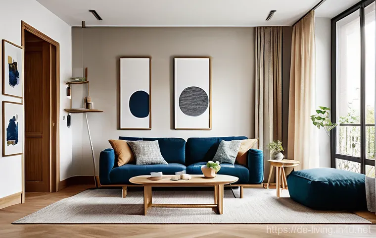 리빙코디네이터 실무 역량 강화 - A cozy and inviting living room, reflecting a warm, personal aesthetic. Sunlight streams gently thro...