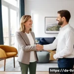 Home 21 리빙코디네이터 자격증 비교 분석 - **Prompt:** A confident, well-dressed female interior designer in her late 30s, with a warm smile, s...